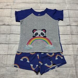 Wonder Nation Pandas & Rainbow Pajama Set size Small